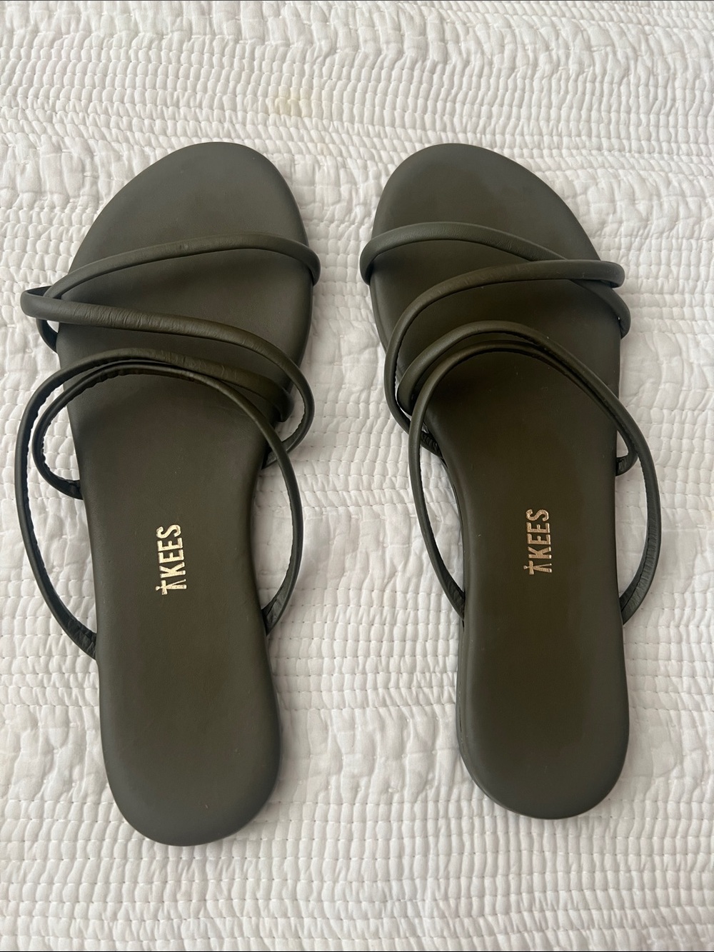 TKEES Olive Green Strappy Slide Sandals